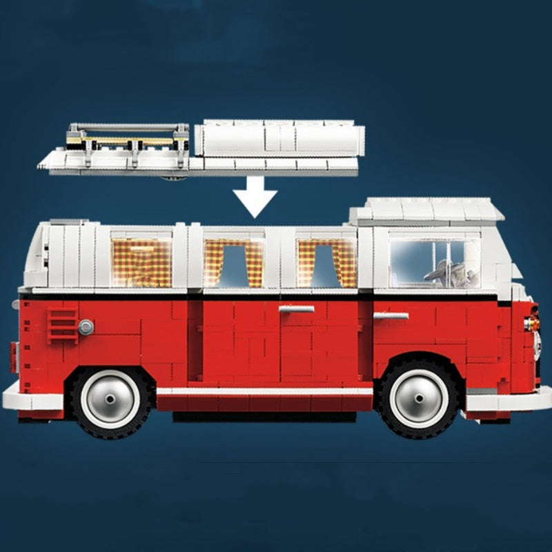 Volkswagen T1 Bus (10220) Car Building Blocks Series, 1334pcs, Racing Model Set, 2025 Adult Model Car Set, Festival Gift - Perfect 1:1 Reproduction Compatible with LEGO
