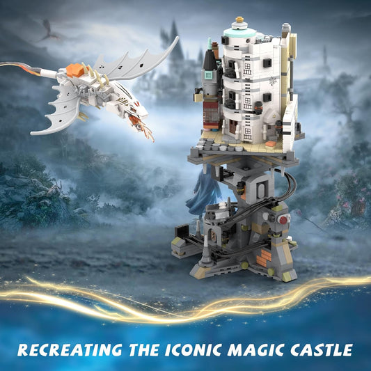 Magic Bank Castle Building Set, Collectible Architecture White Dragon Castle Model, Compatible with  Adults, Ideal Christmas Birthday Gift Toy for Kids Boys  (1056 PCS)