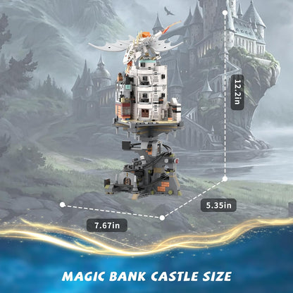 Magic Bank Castle Building Set, Collectible Architecture White Dragon Castle Model, Compatible with  Adults, Ideal Christmas Birthday Gift Toy for Kids Boys  (1056 PCS)