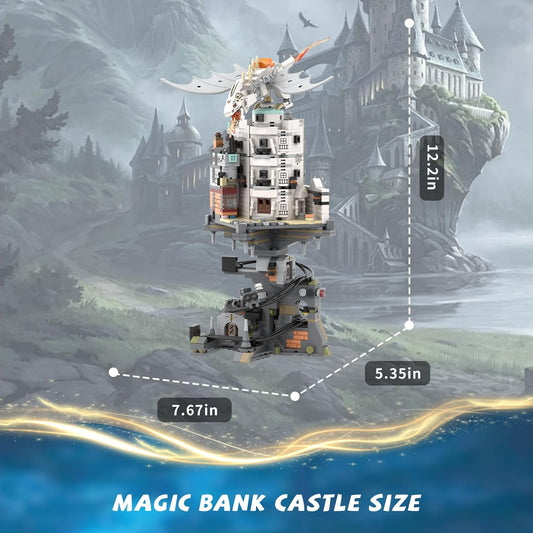 Magic Bank Castle Building Set, Collectible Architecture White Dragon Castle Model, Compatible with  Adults, Ideal Christmas Birthday Gift Toy for Kids Boys  (1056 PCS)