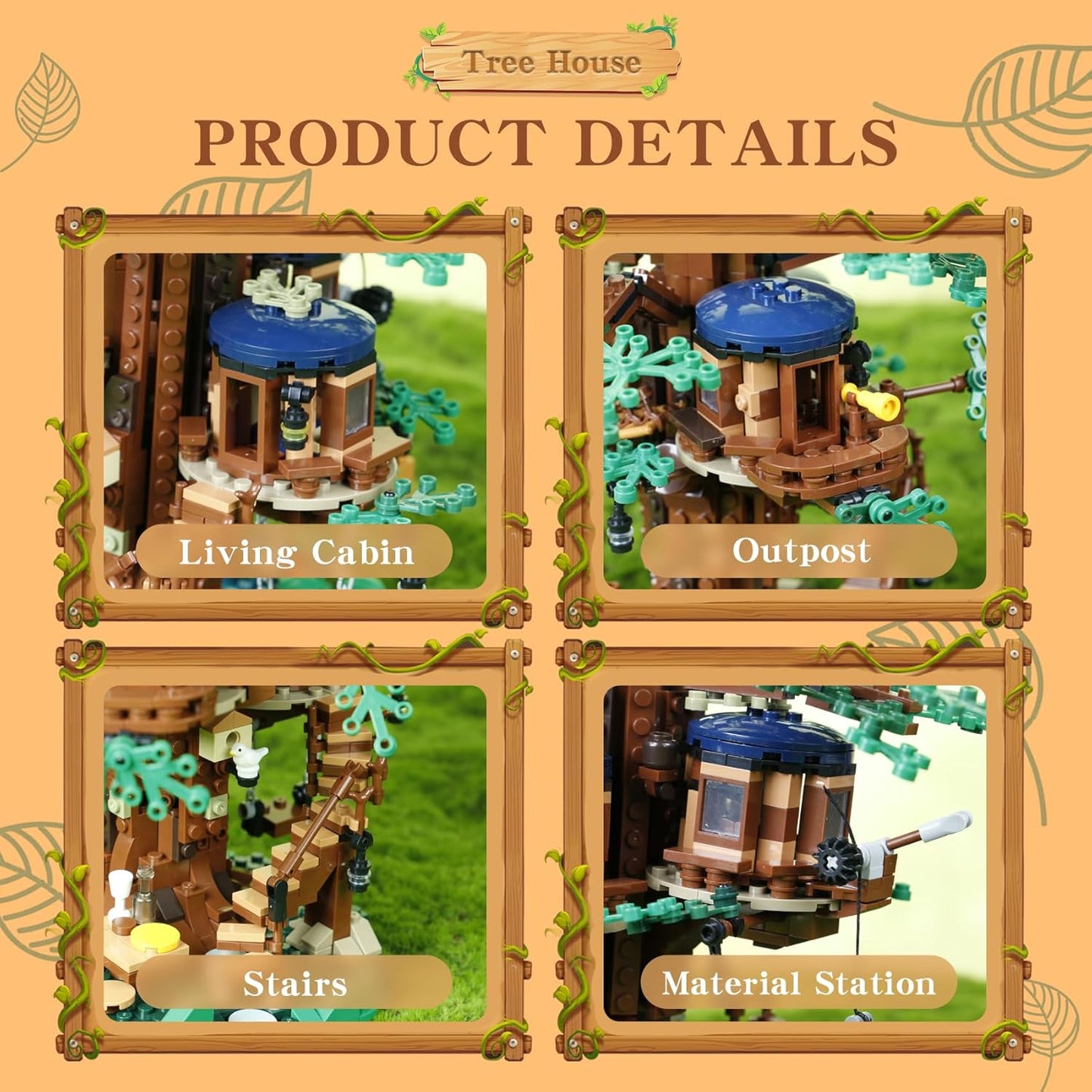 Small Tree House Plant House Building Blocks Series, 1027pcs, Simulation Plant Castle Model Set, 2025 Adult Model Set, Festival Gift - Perfect 1:1 Reproduction Compatible with LEGO